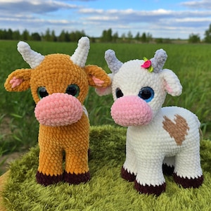 Crochet Cow Pattern, cute plush cow crochet, amigurumi bull