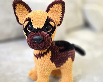 Gehaakt patroon herdershond: amigurumi-puppy