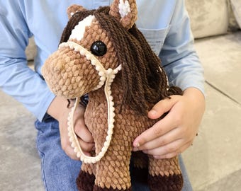 Patroon gehaakt paard: knuffelpaard amigurumi