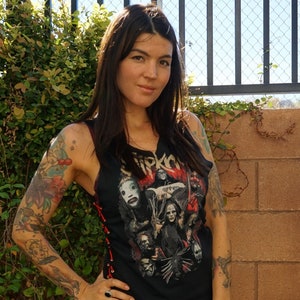 Olivia Paige -Diy Tank top shirt Slipknot concert band Side Lace up