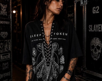 Camiseta con cordones Sleep Token: camiseta de concierto reciclada