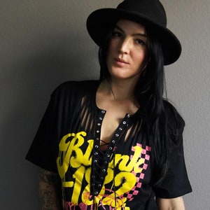 Blink 182 Lace-Up Band Tee - Upcycled Concert Shirt