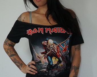 Olivia Paige -Diy shirt Iron Maiden Top band shirt with back lace up