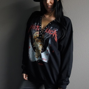 Metallica Sweatshirt Top with lacing lace up shirt Band Top