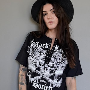 Black Label Society  concert Music festival band crew Tee Shirt, T-Shirt, Lace Up Band Tee