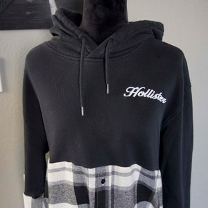 Olivia Paige Recycle flannel hoodie sweatshirt fleece plaid zdjęcie 1