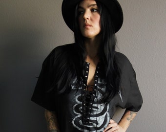 Metallica Lace-Up Band Tee: Upcycled Concert Shirt