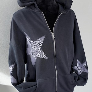 Olivia Paige - Patchwork hoodie bandana Stars  sweatshirt  hoodie  fleece
