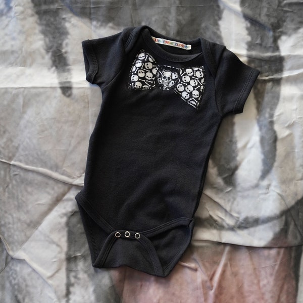 Olivia Paige - Rockabilly baby punk rock sugar skull skeleton skulls Bowtie  bodysuit Rockstar gift baby shower