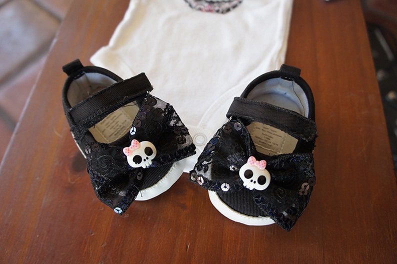 Olivia Paige Little punk rock tattoo Outfit Sugar skull bodysuit with shoes flats and bandana image 2