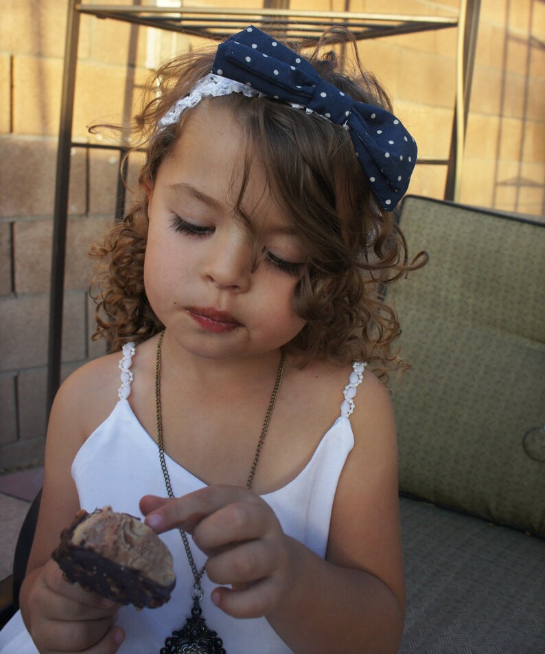 Olivia Paige -pin up Baby Girl Sailor Navy Polka Dot Bow HEADBAND - Etsy