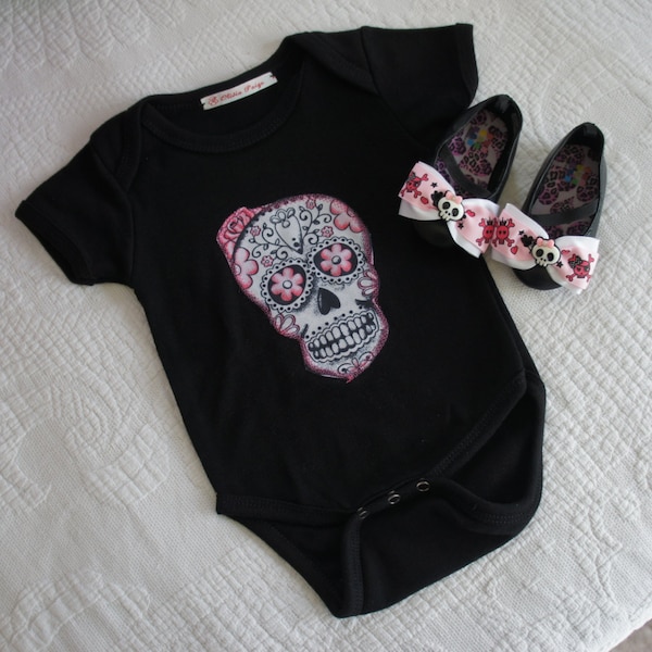 Olivia Paige - Rockabilly baby punk rock sugar skull skeleton outfit bodysuit with shoes studded