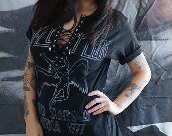 lace up band t shirt