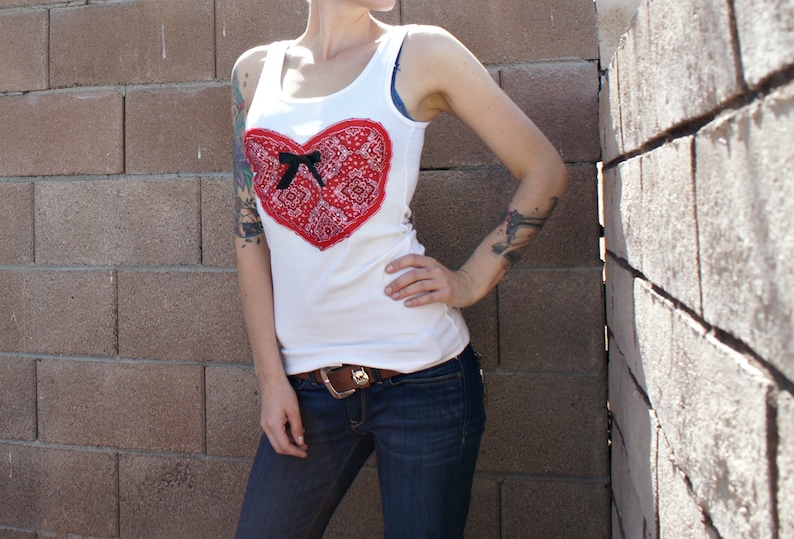 Olivia Paige Pin up bandana bow heart tank top rockabilly image 3