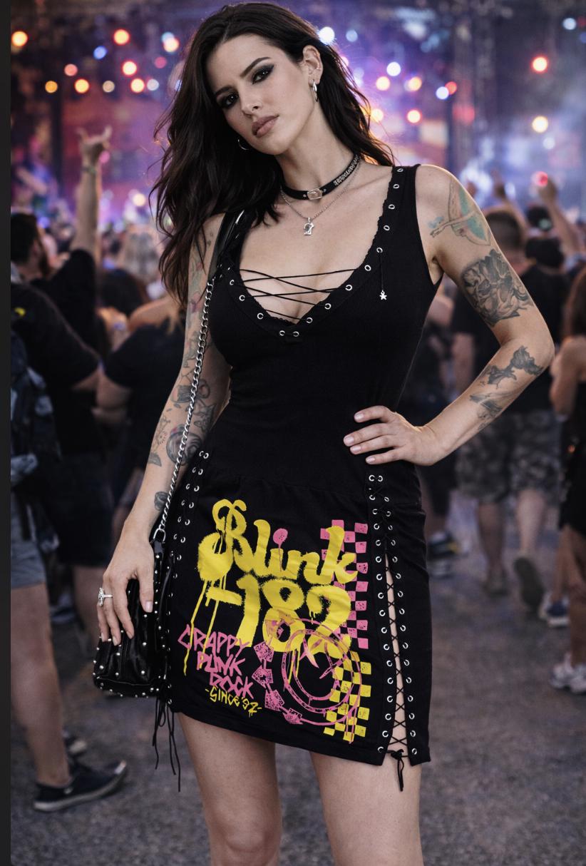 blink 182 t shirt dress Blink-182 Ladies T-Shirt Dress: Big Smile