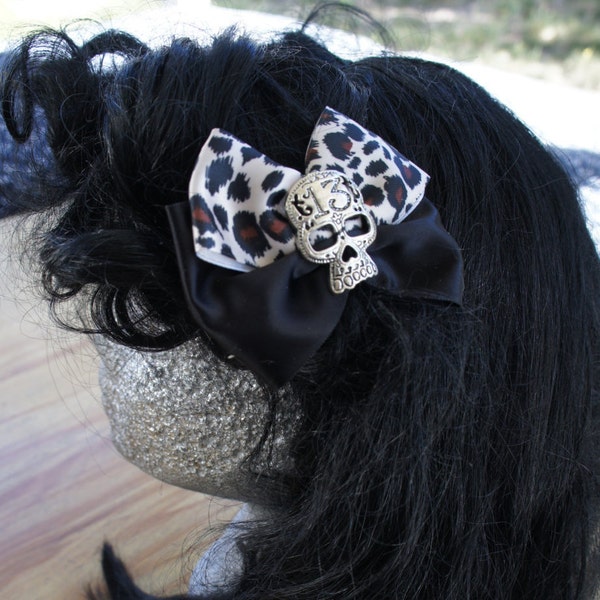 Olivia Paige - Rockabilly Leopard Pin up bow Sugar skull