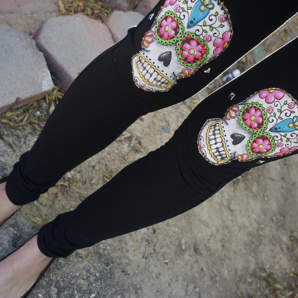 Olivia Paige - SALE Sugar skull studded leggings punk rock