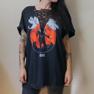 Ghost Band Concert Tee: Upcycled Lace-Up Festival Top
