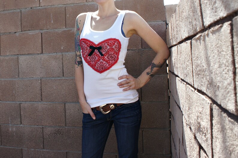 Olivia Paige Pin up bandana bow heart tank top rockabilly image 2