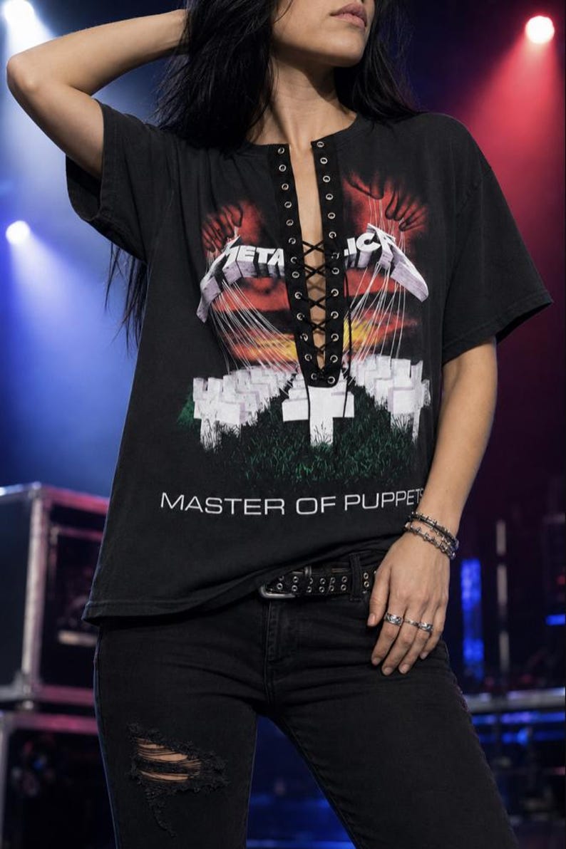 Metallica Master of Puppets Schnür-Band-T-Shirt - Upcycled Konzert-Shirt Bild 2