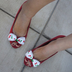 Olivia Paige -Pin up rockabilly  cherries  shoe Clips