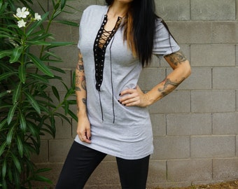 Olivia Paige Kleding - Rock and Roll Rockstar chick Front Eyelet veter shirt Sexy veters