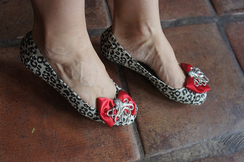 Olivia Paige red Satin Bows Octopus Leopard SHOE CLIPS - Etsy