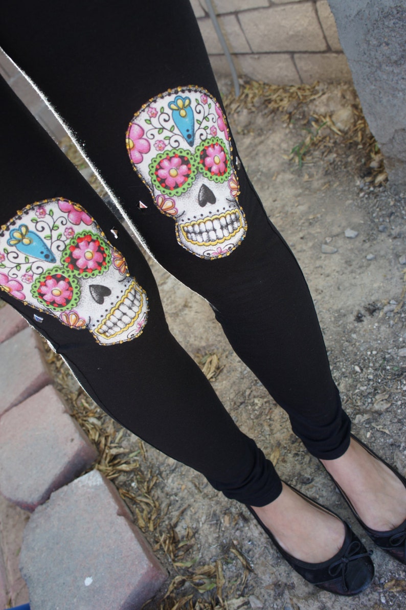 Olivia Paige SALE Sugar skull studded leggings punk rock image 4