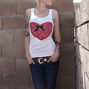 Olivia Paige Pin up bandana bow heart tank top rockabilly image 4