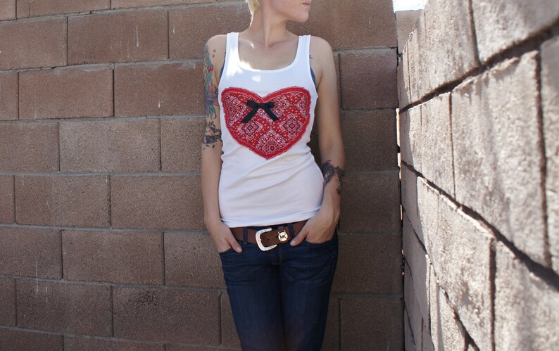 Olivia Paige Pin up bandana bow heart tank top rockabilly image 4