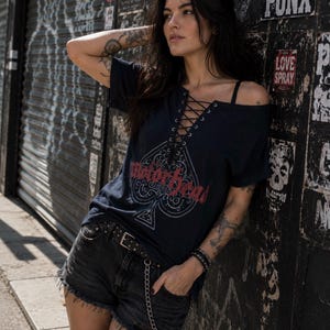 Motorhead Lace Up Band Tee: Reworked Concert T-Shirt