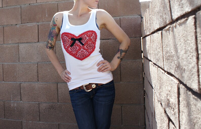 Olivia Paige Pin up bandana bow heart tank top rockabilly image 1