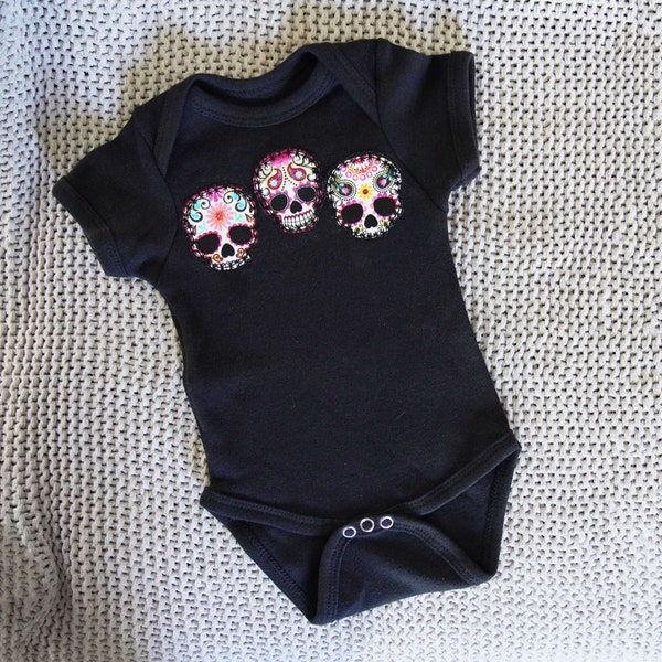 Olivia Paige - Rockabilly Sugar skull baby punk rock skeleton bodysuit gift boys girls Rockstar