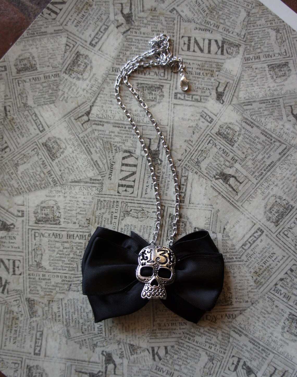 Olivia Paige Sugar Skull Satin Bow 13 Necklace Pin up Rockabilly - Etsy