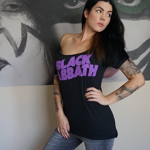 Ozzy Black Sabbath concert Music festival band crew Tee Shirt, T-Shirt Lace Up Band Tee back lacing