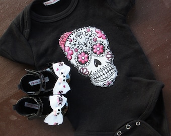 Olivia Paige - Rockabilly baby punk rock sugar skull skeleton outfit bodysuit with shoes studded