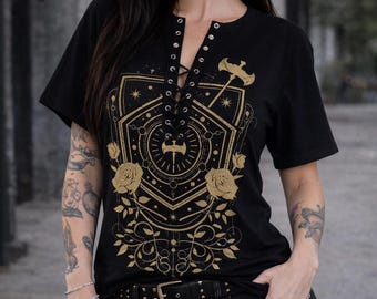 Sleep Token T-shirt met veterband: geüpcycled concertshirt