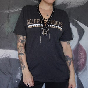 NHL Golden Knights Hockey Top  lace up eyelets Las Vegas Hockey