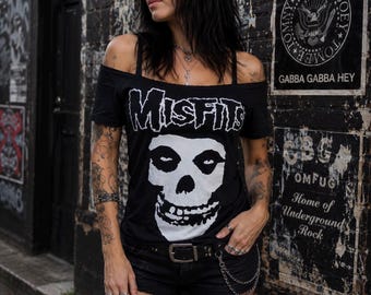 Misfits Lace-Up Band Tee: Upcycled Concert T-Shirt