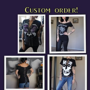 Olivia Paige -Diy shirts Metallica Motorhead Misfits....5fdp .. lace up. Studs ..