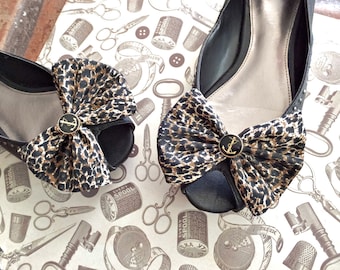 Olivia Paige - Glamour punk rock leopard Anchor Bows Shoe CLips