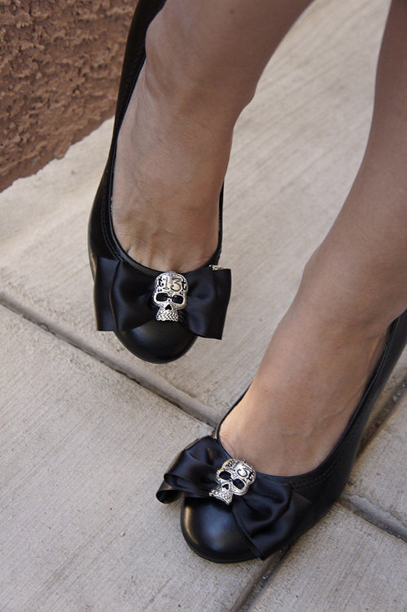 black satin bow shoes