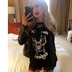 Motörhead concert Music festival band crew Tee Shirt, Lace Up Band Tee