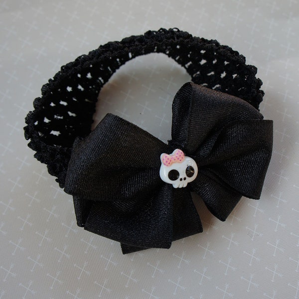 Olivia Paige -Pin up baby Bow skeleton skull headband crochet