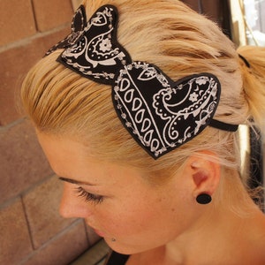 Olivia Paige Rockabilly Pin up Leather Bandana Hearts Headband - Etsy