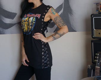 Olivia Paige -Diy shirt Iron Maiden Top with lacing lace up shirt or mini dress