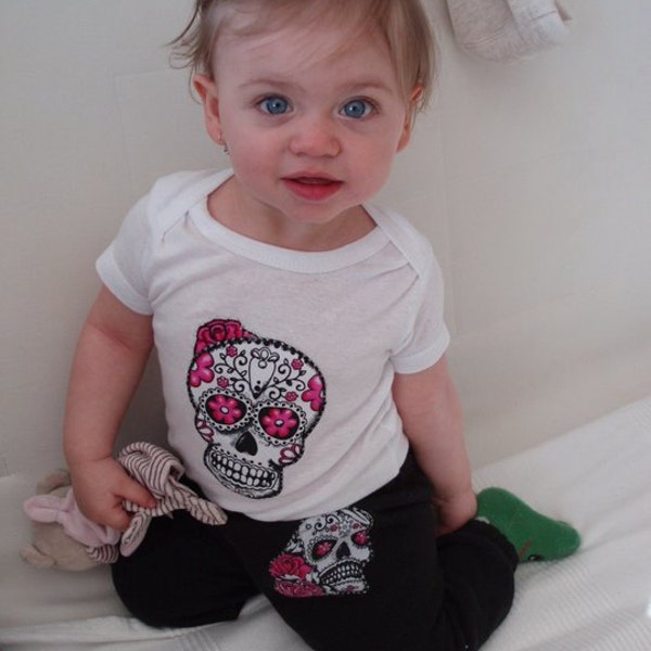 Olivia Paige - Little punk rock sugar skull tattoo   Rockabilly  bodysuit