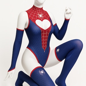 Women&#39;s Sexy 5-Piece Spider Cutout Lingerie Set – Cosplay Bodysuit with Stockings, Gloves & Halter Neck | Halloween Costume