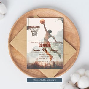 EDITIERBARE EINLADEN - Slam Dunk Geburtstag einladen, Geburtstagskind einladen, Basketball Junge einladen, Basketball Geburtstagskind Karte