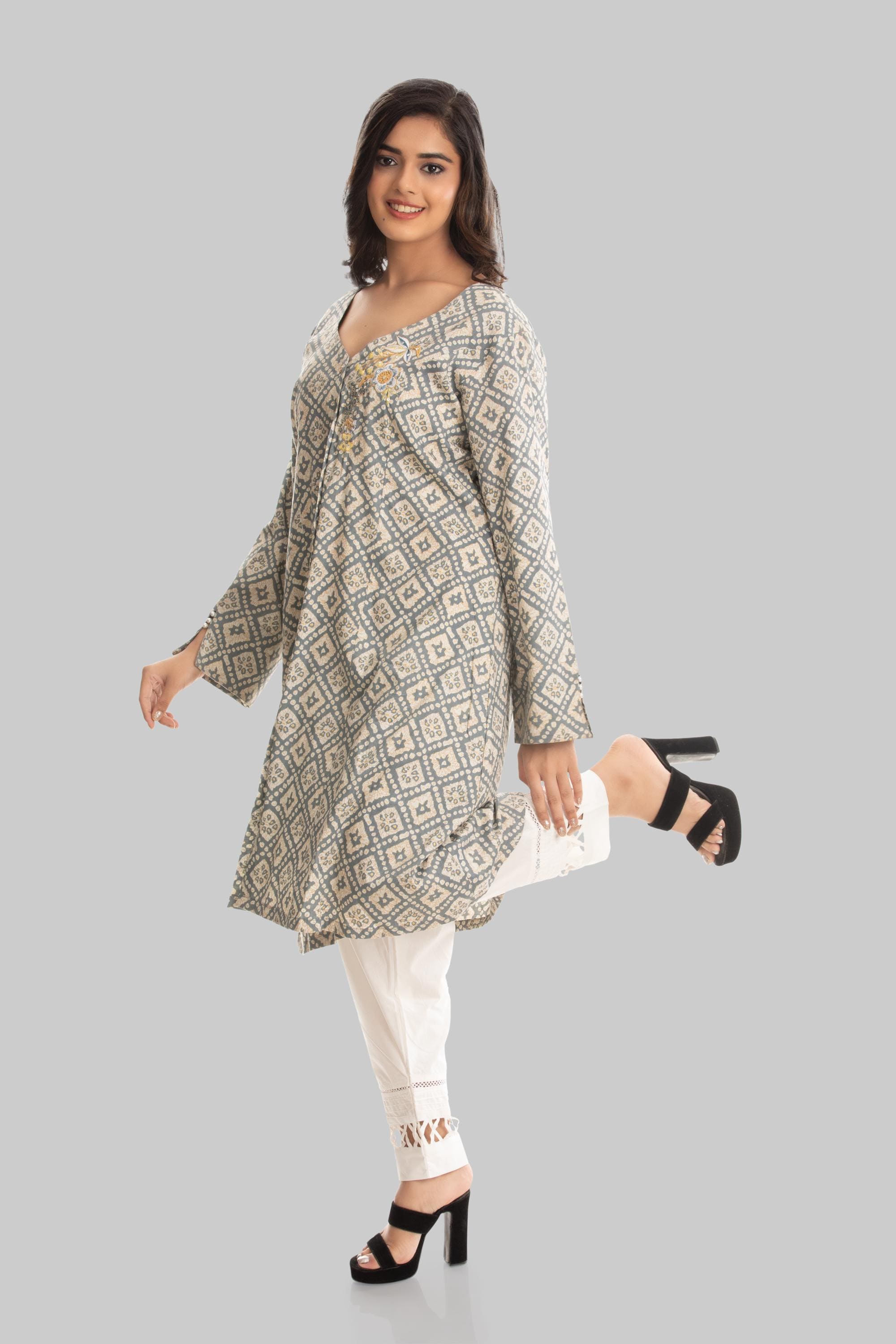 white christmas dresses Pakistani Casual Lawn Dresses Digitally Printed In USA – Nameera by Farooq main image 1